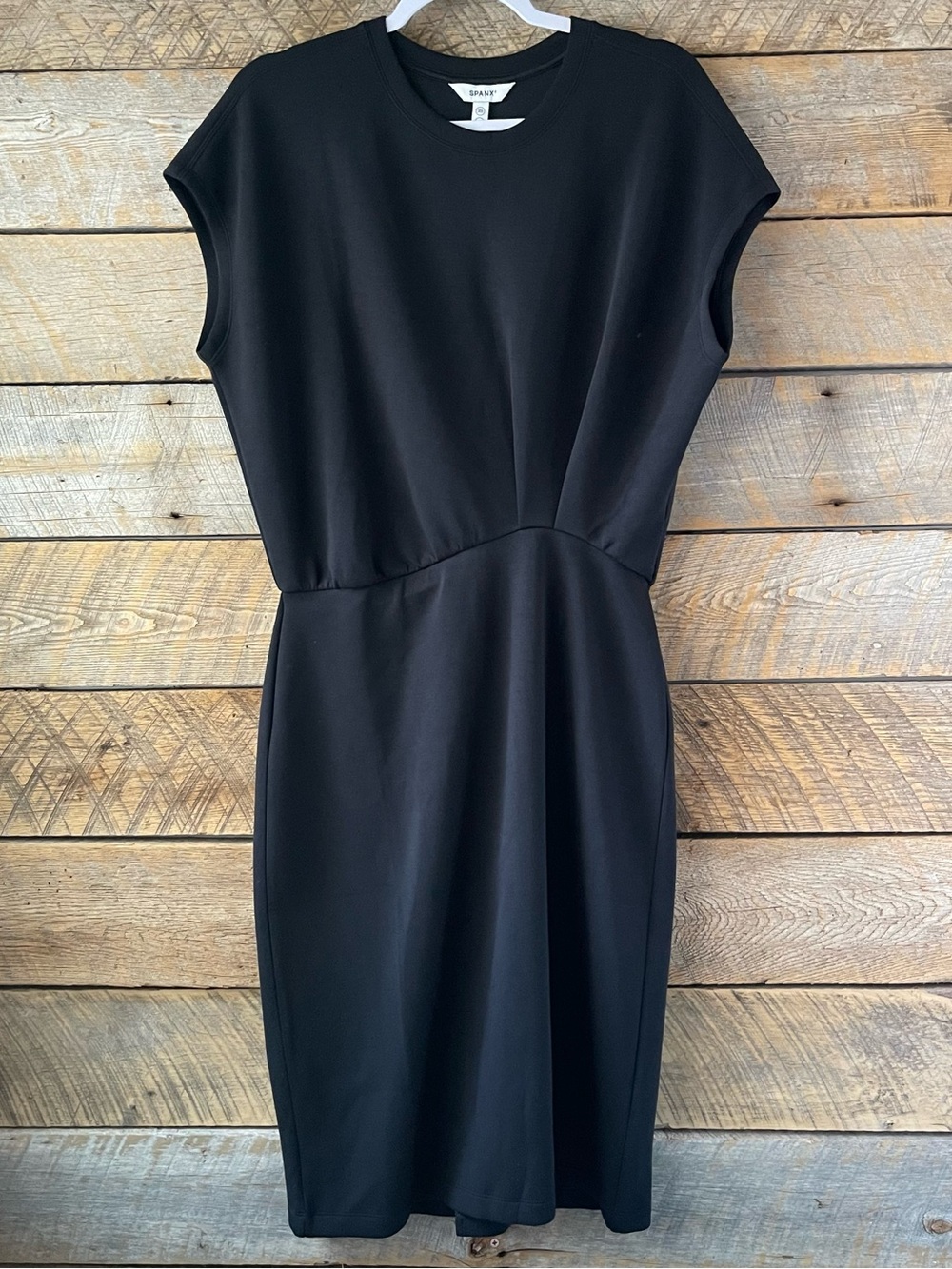 Spanx AirEssentials Faux Tuck Gathered Waist Dress Very Black New NWT Sz XS